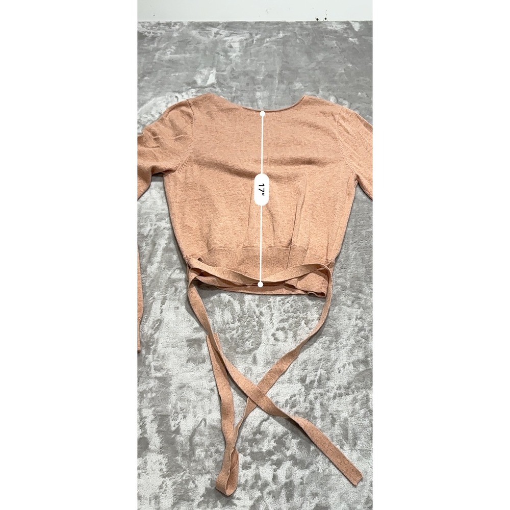 SPLENDID Top Pullover Women's Size Small Salmon Pink V-Neck Tie Off Long Sleeve - Picture 8 of 9